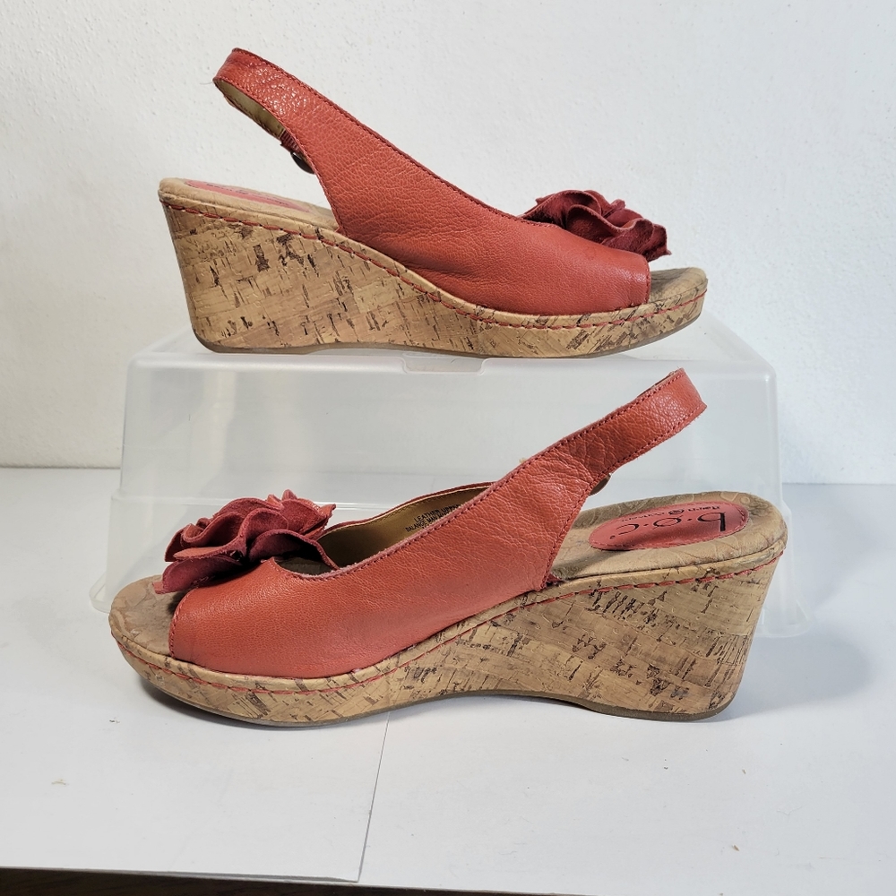 Womans B O C Born Concepts Pink Sling Back Peep toe Wedge sandals Size 9 - Picture 4 of 11